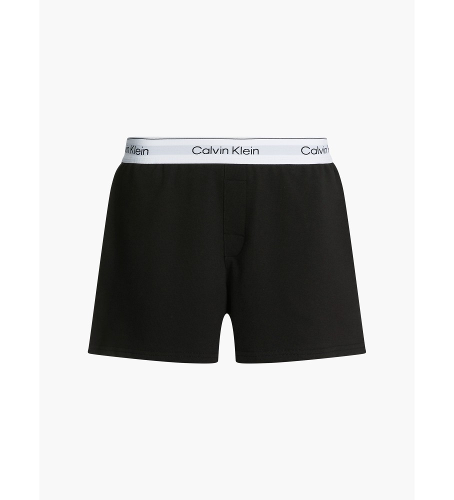 Calções de pijama pretos de algodão moderno da Calvin Klein