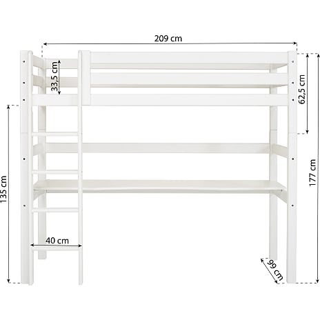 Hoppekids ECO Luxury højseng med bordplade 90x200 cm