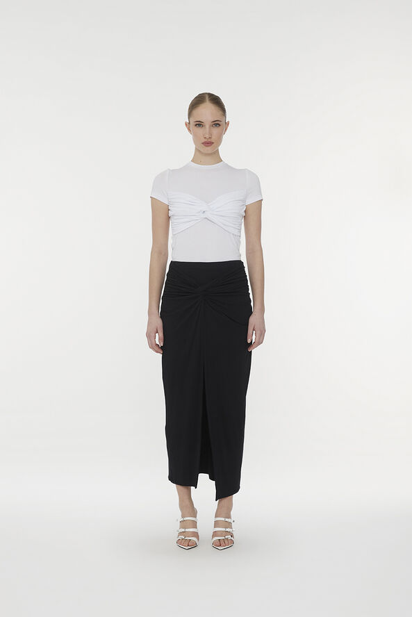 ROTATE Birger Christensen Fitted Twisted T-Shirt Bright white