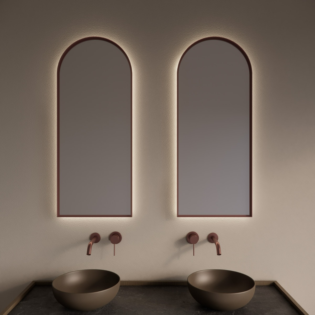 Gliss Design Delta spiegel met LED-verlichting 40x100cm rosé koper