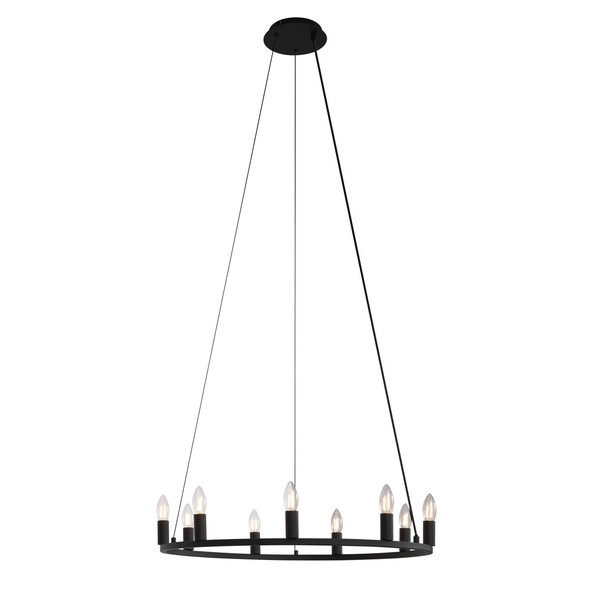 Industriële hanglamp zwart 9-lichts - Knight