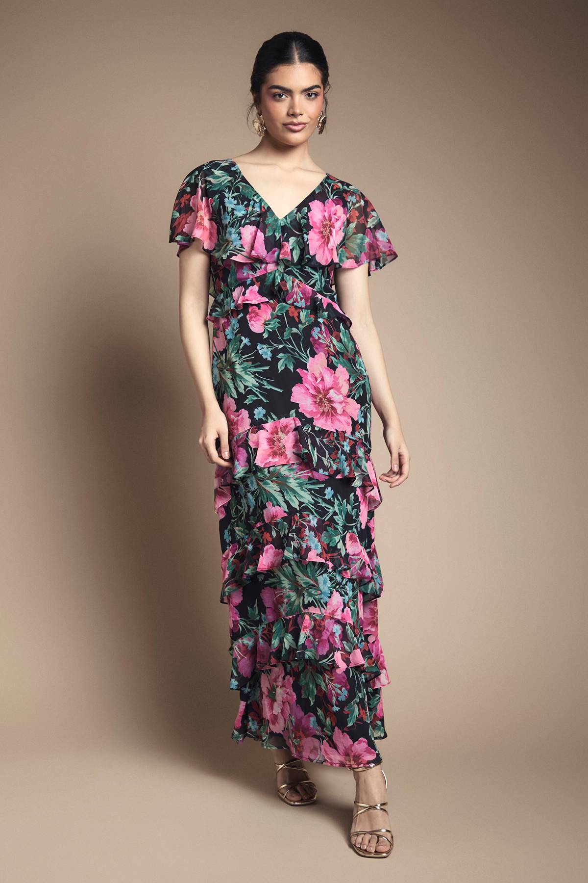 Oasis Robe Longue à Détails Volantés