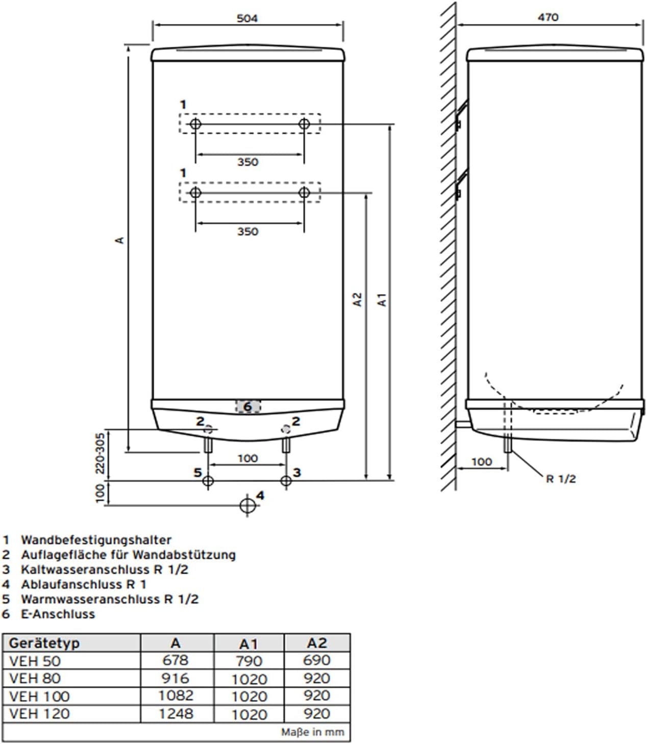 VAILLANT eloSTOR VEH 80/7 pro Zweikreis-Elektro-Wandspeicher, Druckspeicher für Etagenwohnungen, druckfester Elektro-Warmwasserspeicher mit 80 l Kapazität und Schnellheiztaste