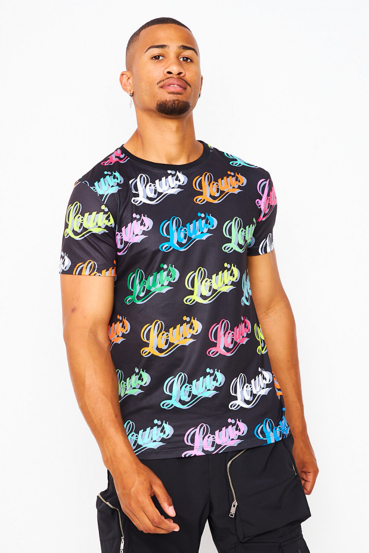 T-shirt noir imprimé pop art 