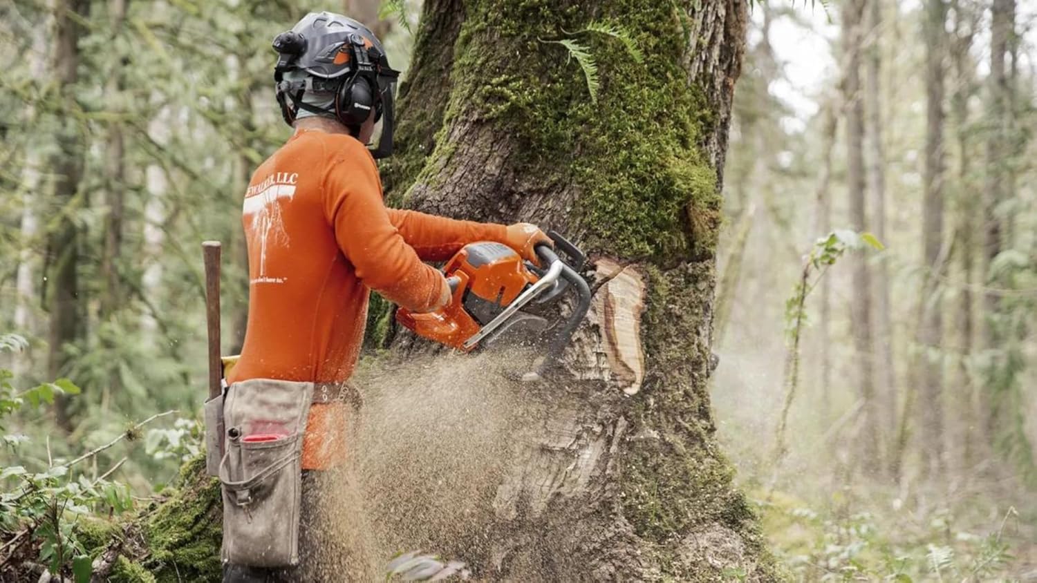 Professionelle Motorsäge Husqvarna 592XP mit 60 cm Stange, 92,7 cm³ Hubraum und nur 7,4 kg Gewicht für den professionellen intensiven Einsatz