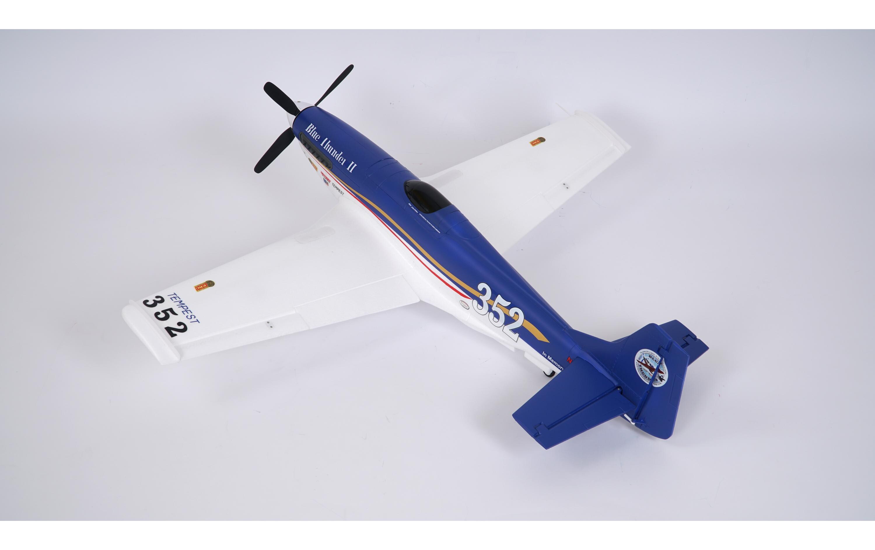 Warbird Mustang P-51 Blue Thunder 1100 mm PNP<br>Airrace Warbird «Blue Thunder» als PNP Modell mit Brushless Antrieb und EInziehfahrwerk