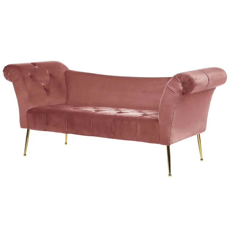 NANTILLY - Chaise longue - Roze - Symmetrisch - Fluweel