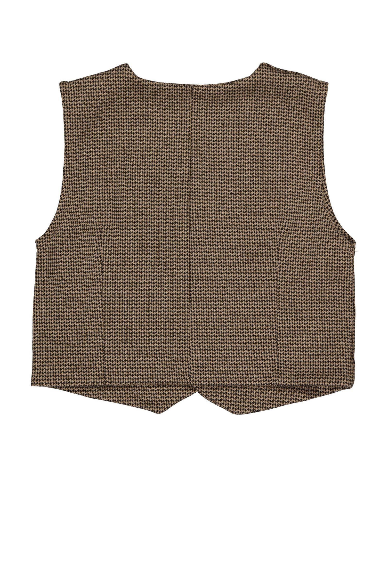 Quapi gilet DANLEY met pied-de-poule beige/zwart