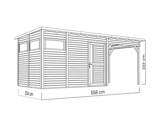 Bertilo Man Cave Pentus 3L tuinhuis inclusief vloer en lessenaarsdak, 581 x 265 cm, naturel