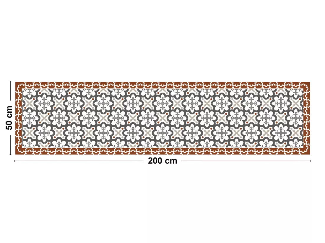 Tapis Vinyle Médium bis l 50xL200cm - Cassandre Terracotta - Vinyle