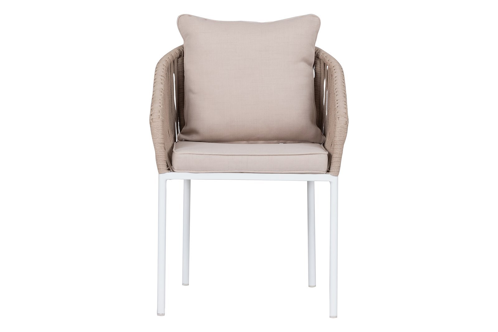 Alba hagespisestol Aluminium, hvitlakkert  med beige pute