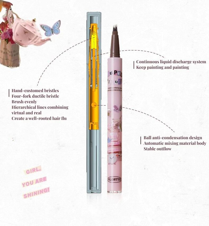 FLORTTE - Vloeibare wenkbrauwpen - 3 kleuren