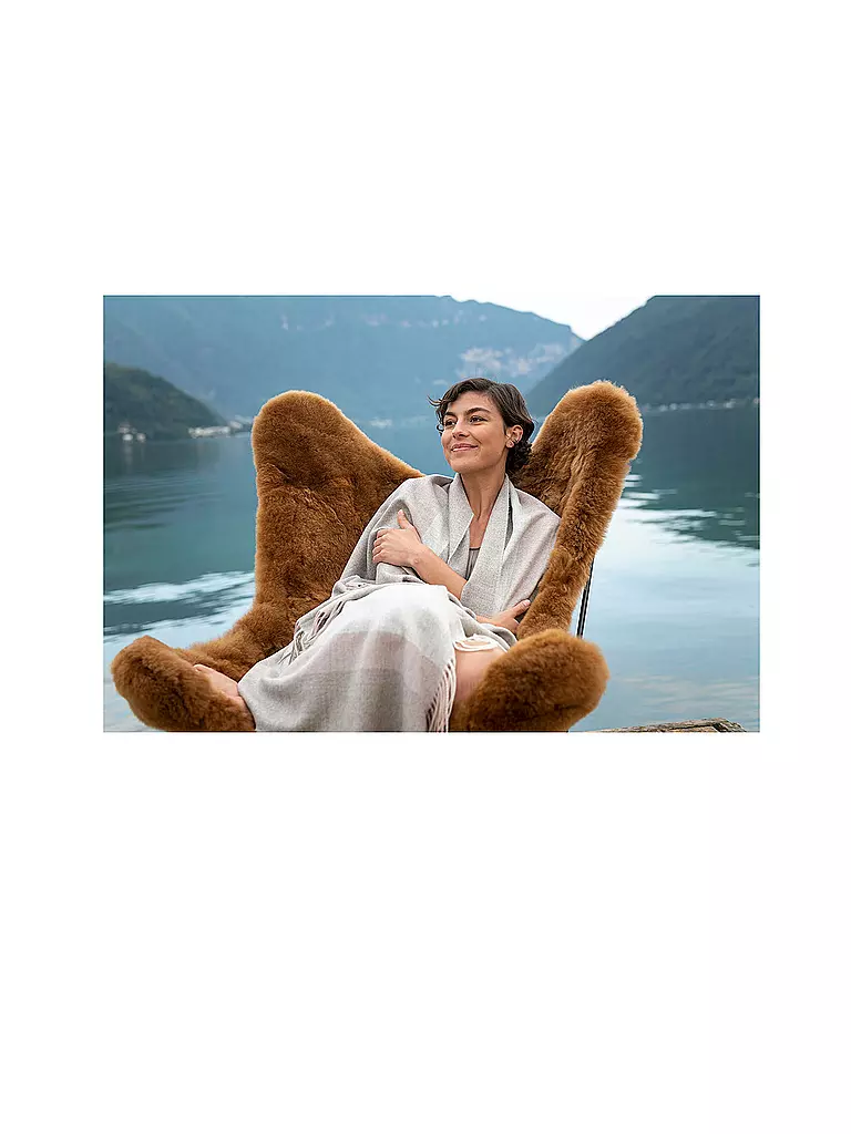 WEICH COUTURE ALPACA Edelhaardecke BORREA 130x180cm Ecru camel