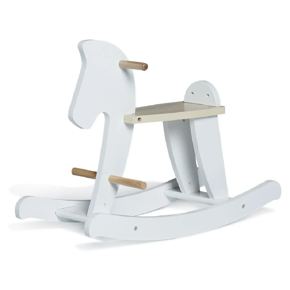 Cheval à bascule blanc en bois