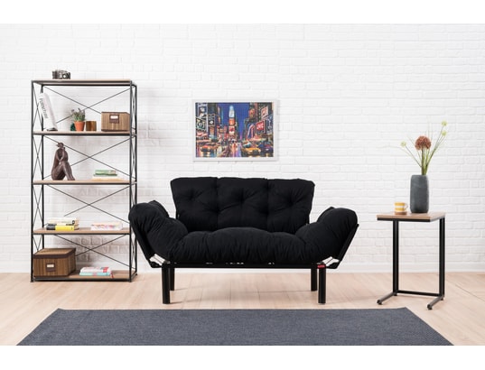 CONCEPT1 - Canapé lit Nitta 2 places noir 155 x 70 x h85