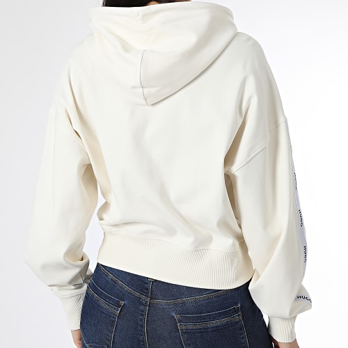 Sweat Capuche Crop A Bandes Femme Defira 50489128 Beige