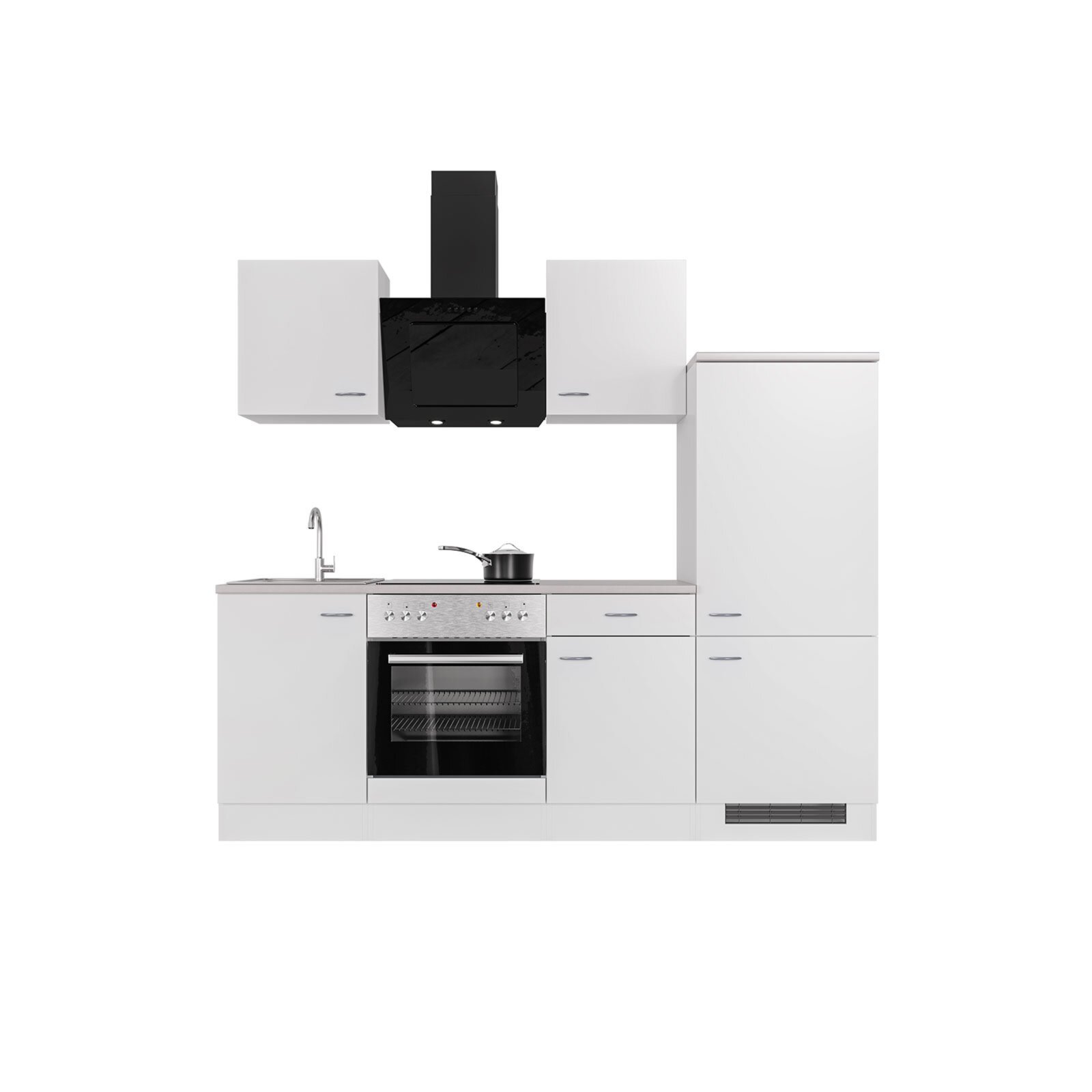 Küchenblock WITO - weiß - mit E-Geräten - 220 cm
