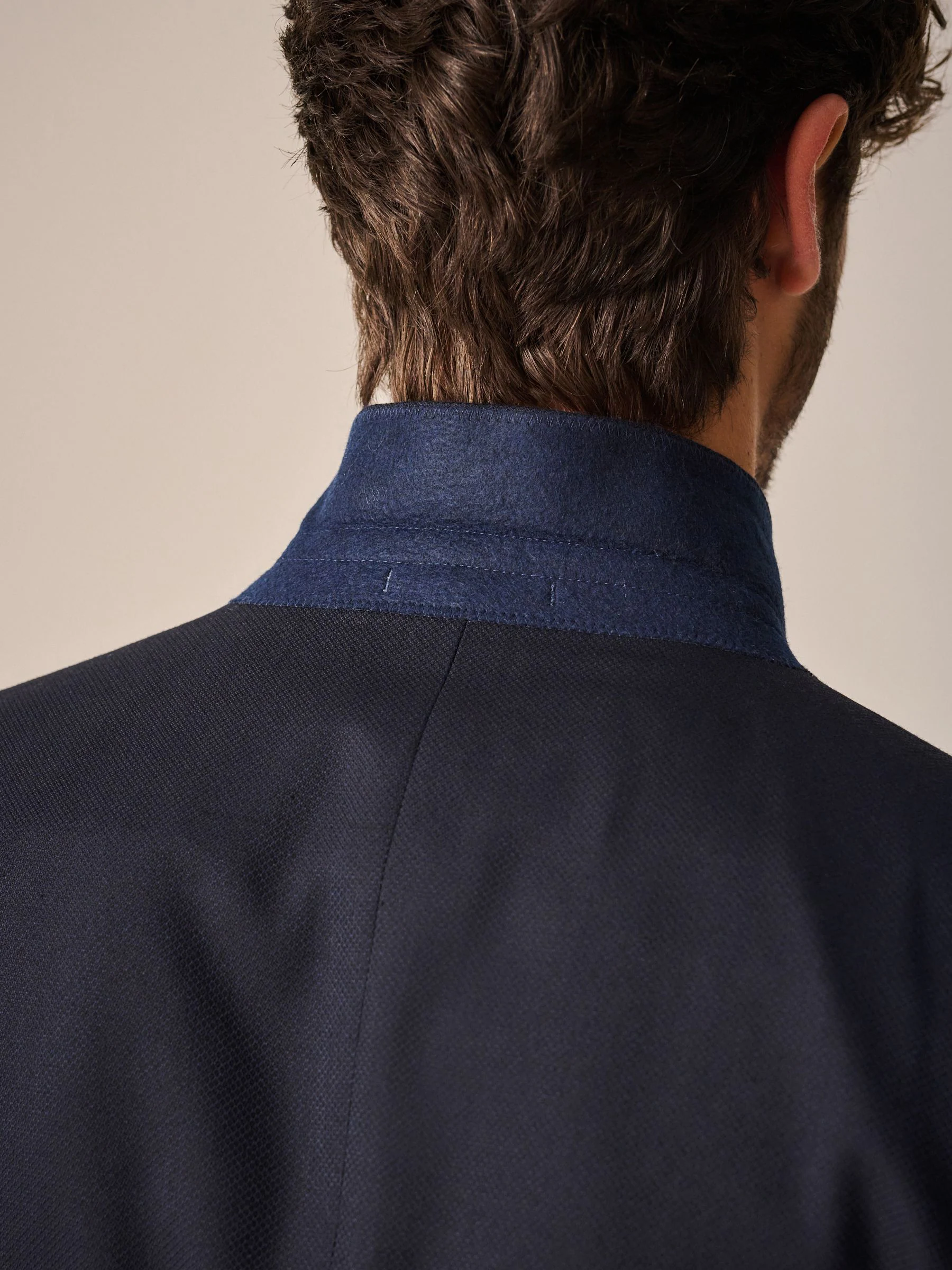 Donkerblauw - Slim Fit - Kostuum met textuur: colbert