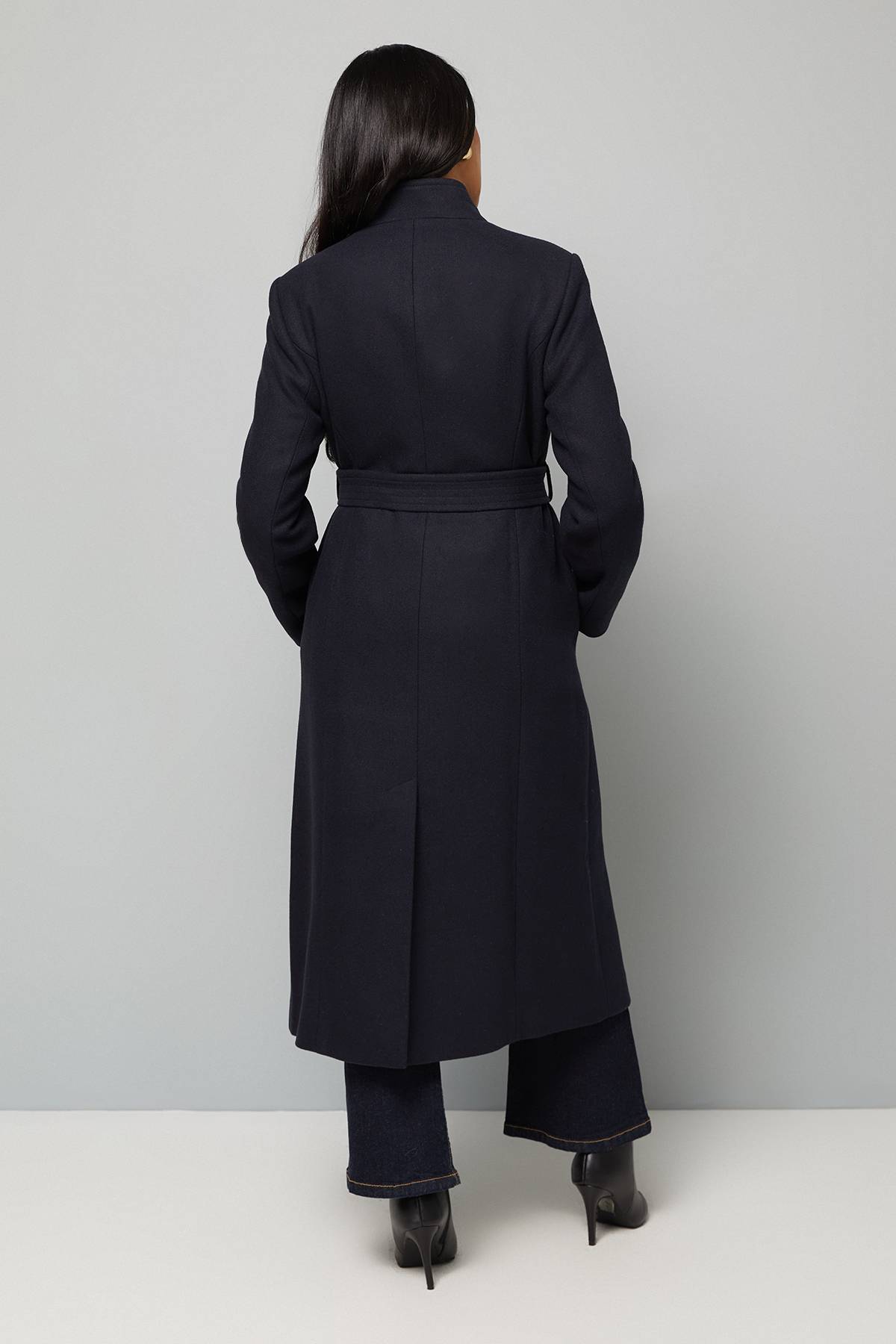 Wallis Manteau Maxi Ceinturé Petite Taille