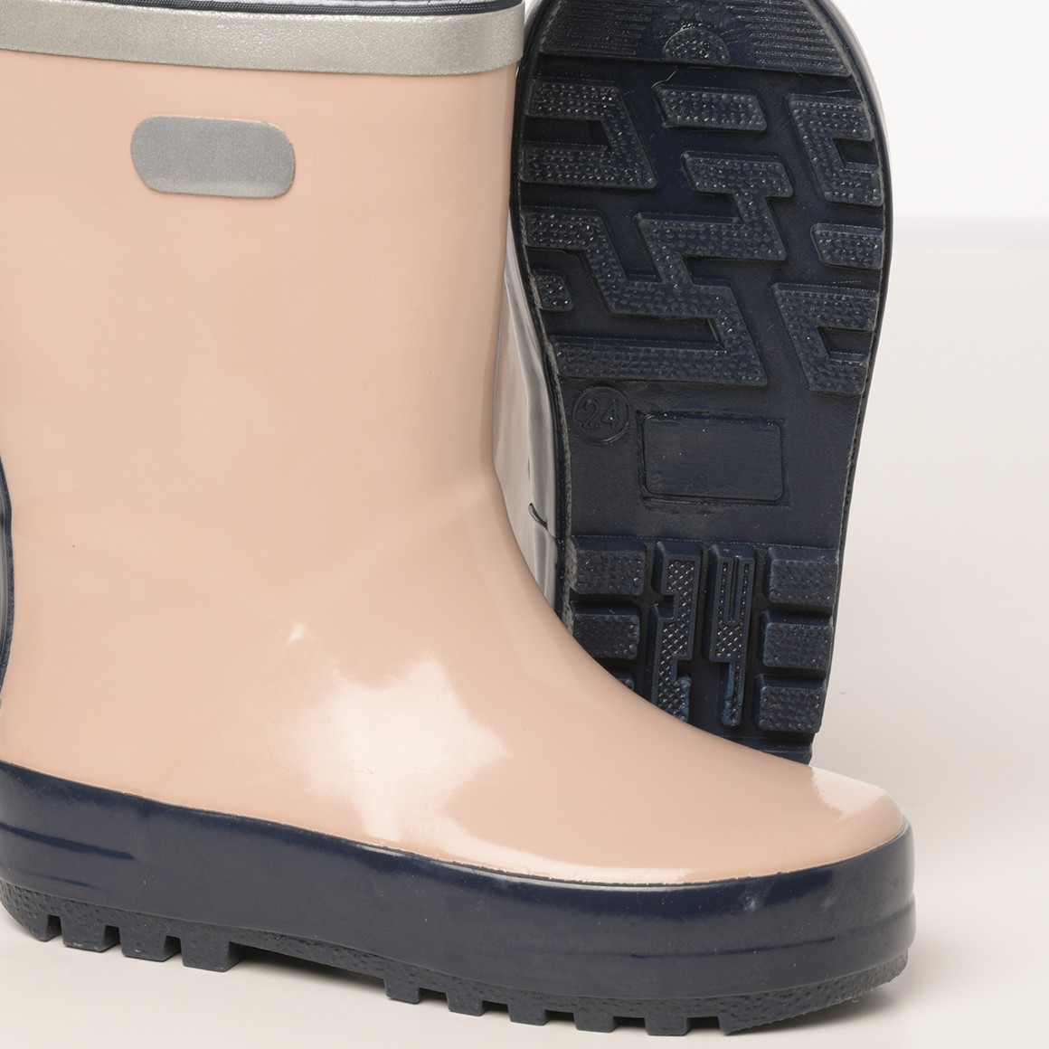 Topomini Baby Gummistiefel mit Tunnelzug beige / dunkelblau
