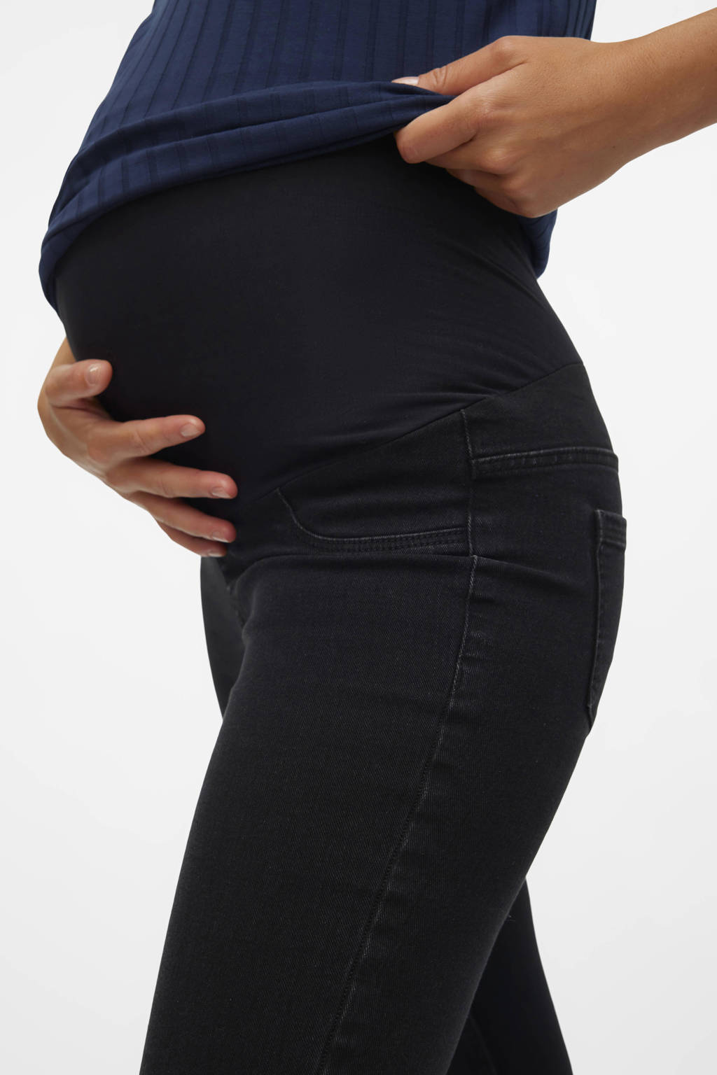 MAMALICIOUS high waist zwangerschaps flared jeans MLCILLE black denim