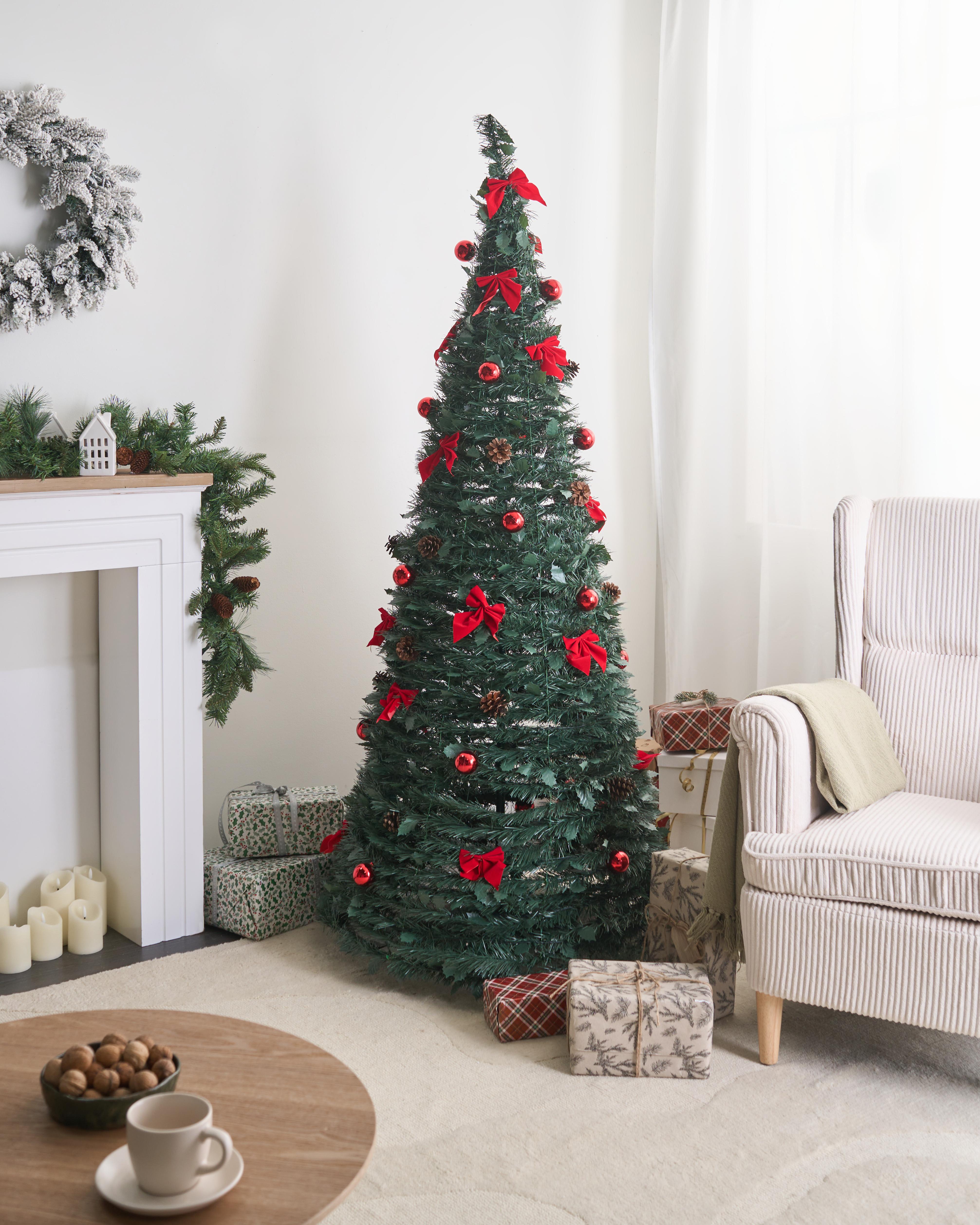 Kunstkerstboom inklapbaar LED PINEORA 185 cm Groen