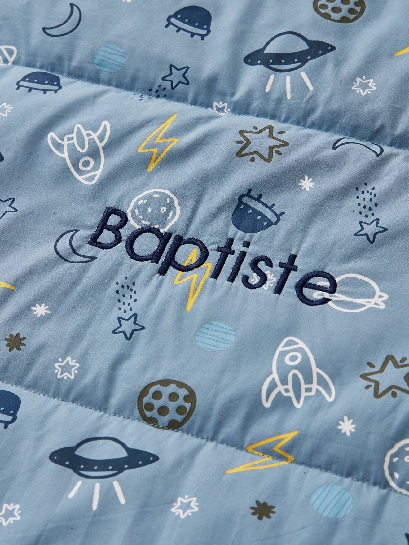 Saco de dormir Cosmos personalizável, tamanho médio, estampa azul.