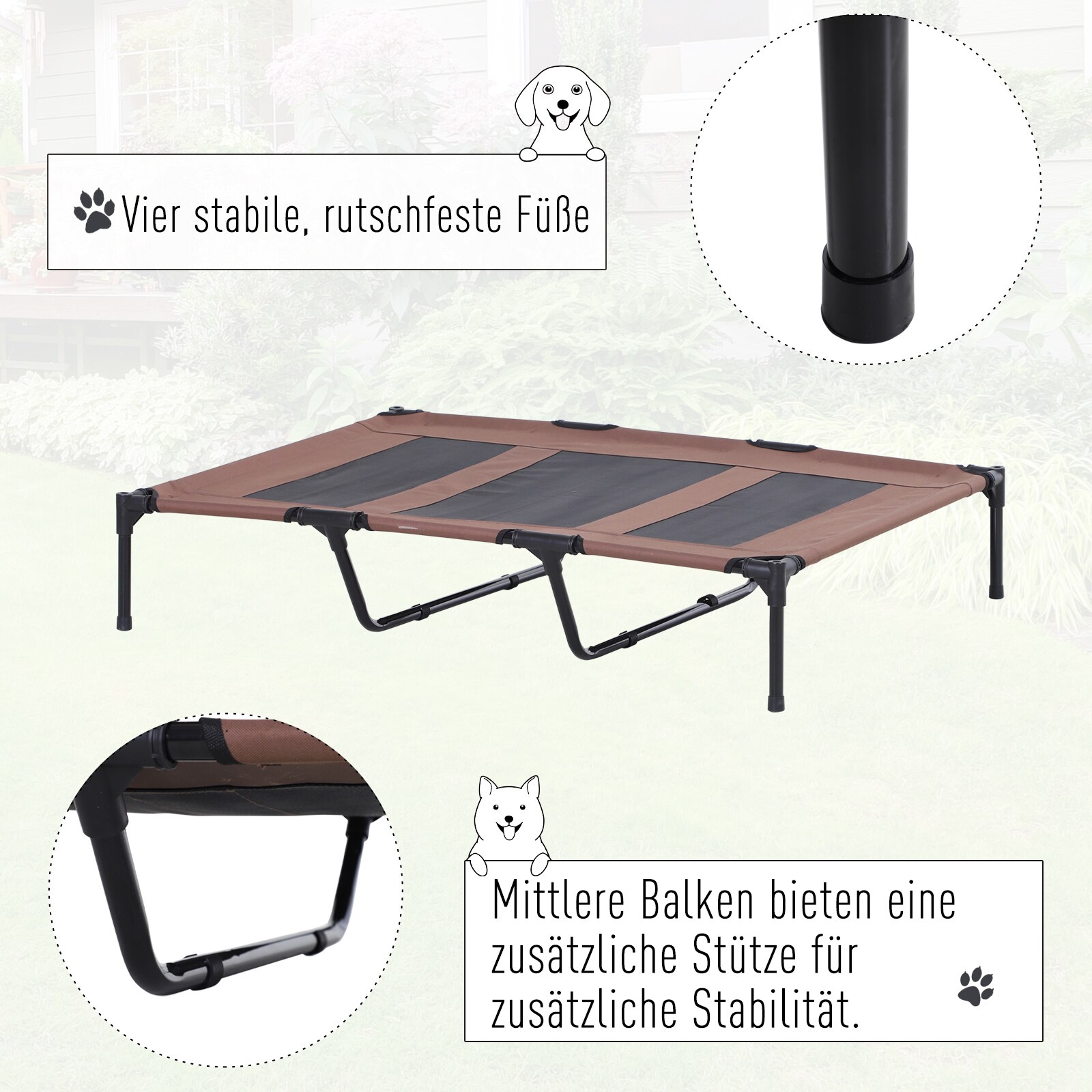 PawHut Hundebett mit Baldachin 122 x 92 x 108 cm (LxBxH)