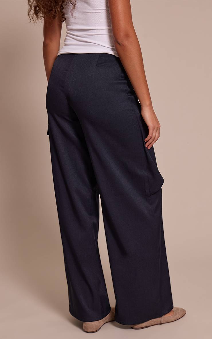 Bleu Marine Pantalon Cargo Tall Tissé À Détail Cache-cœur