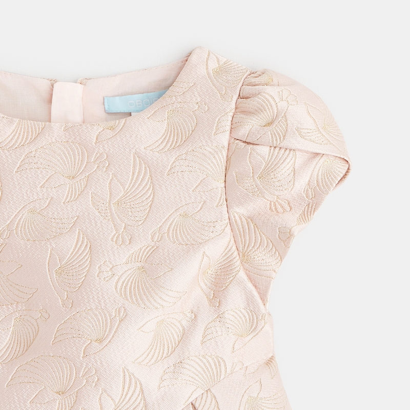 Robe de fête oiseaux brodés rose bébé fille