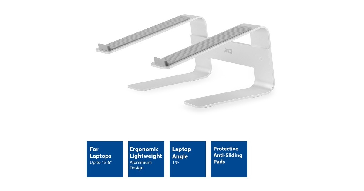 ACT ConnectivityLaptopstandaard aluminium  (Aluminium)