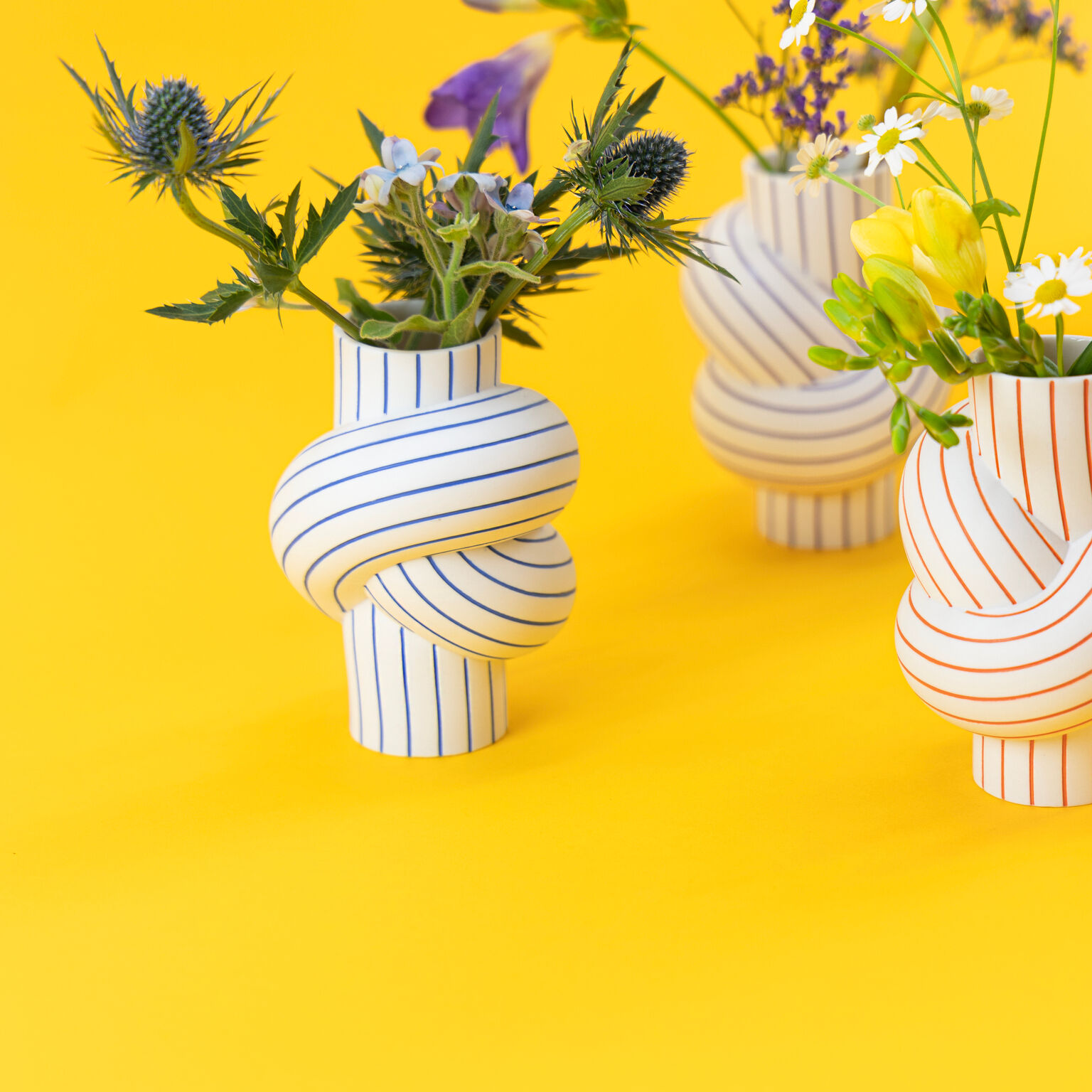 Node Stripes Blueberry Vase 12 cm