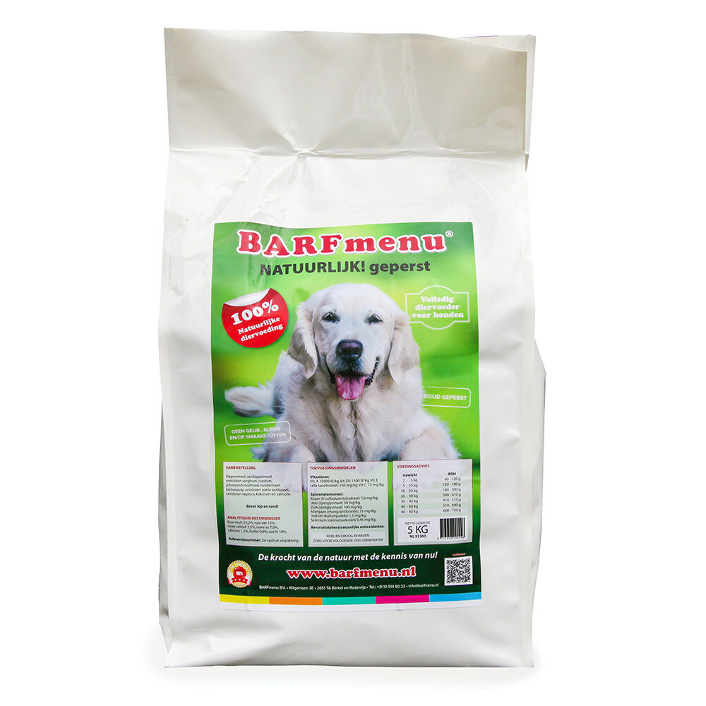 BARFmenu Natuurlijk Koudgeperste brok - Hondenvoer - 5 Kilogram - kip, rund
