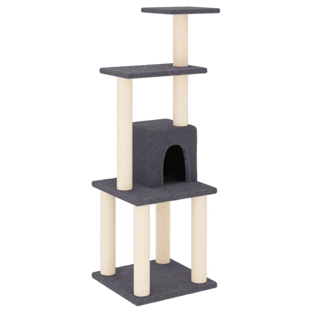 Arranhador para gatos Vidaxl com caverna cinza