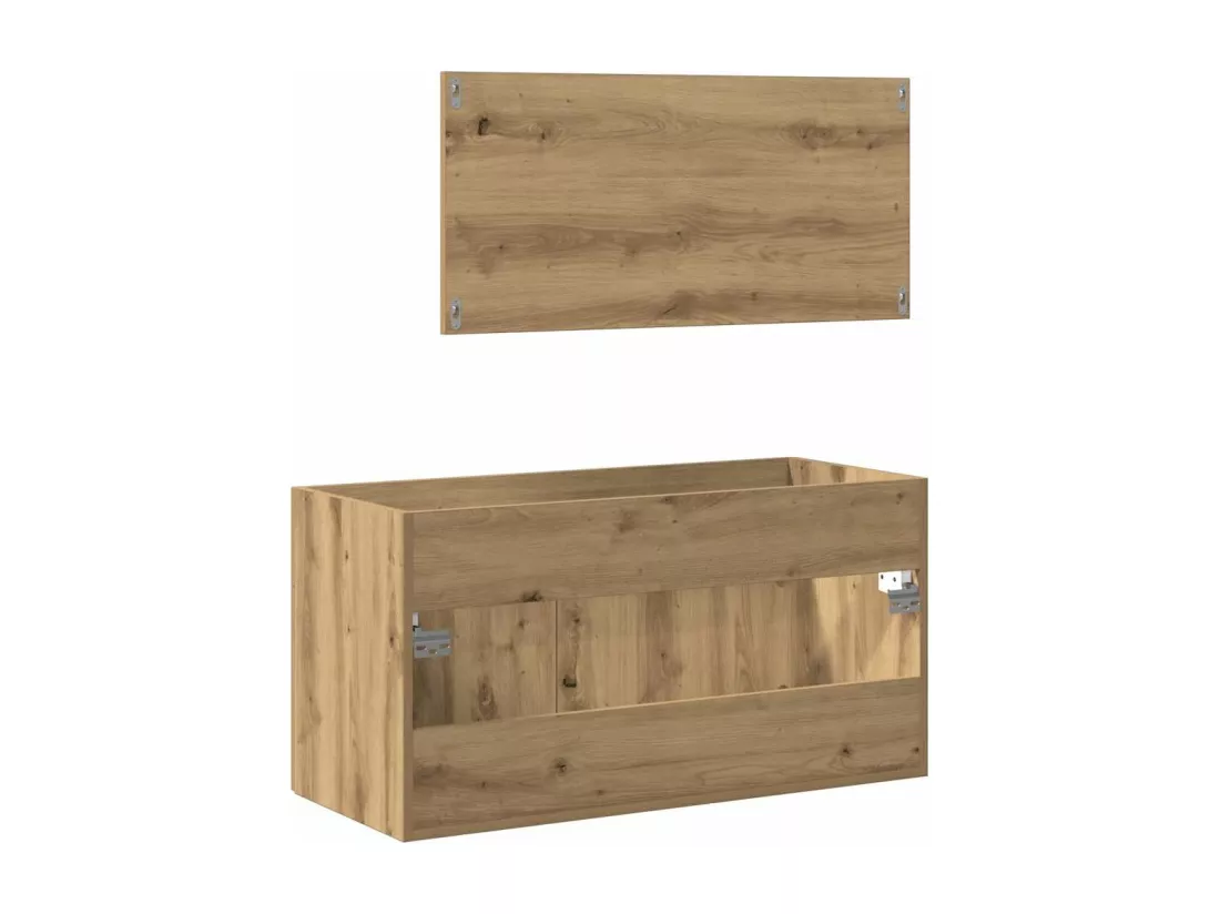 Armoire de salle de bain avec miroir chêne artisanal