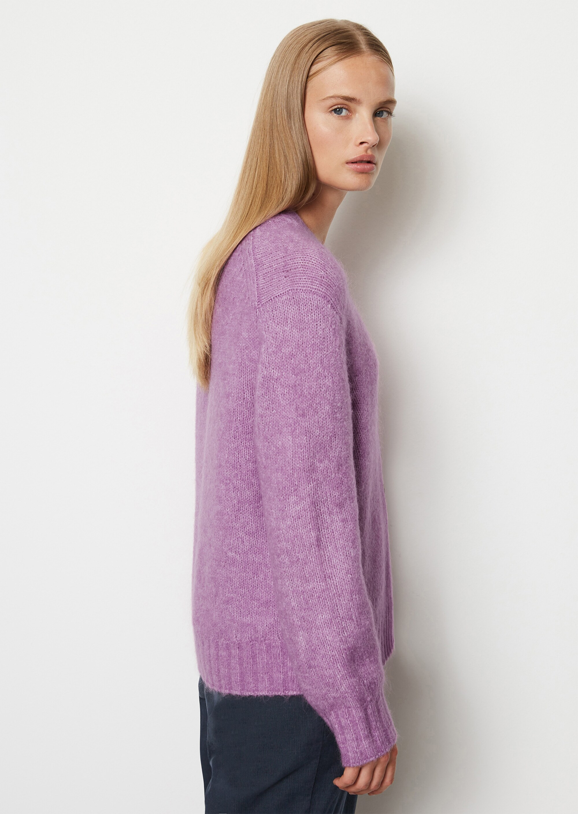 V-Neck-Cardigan relaxedaus kuscheligem Schurwolle-Mohair-Mix