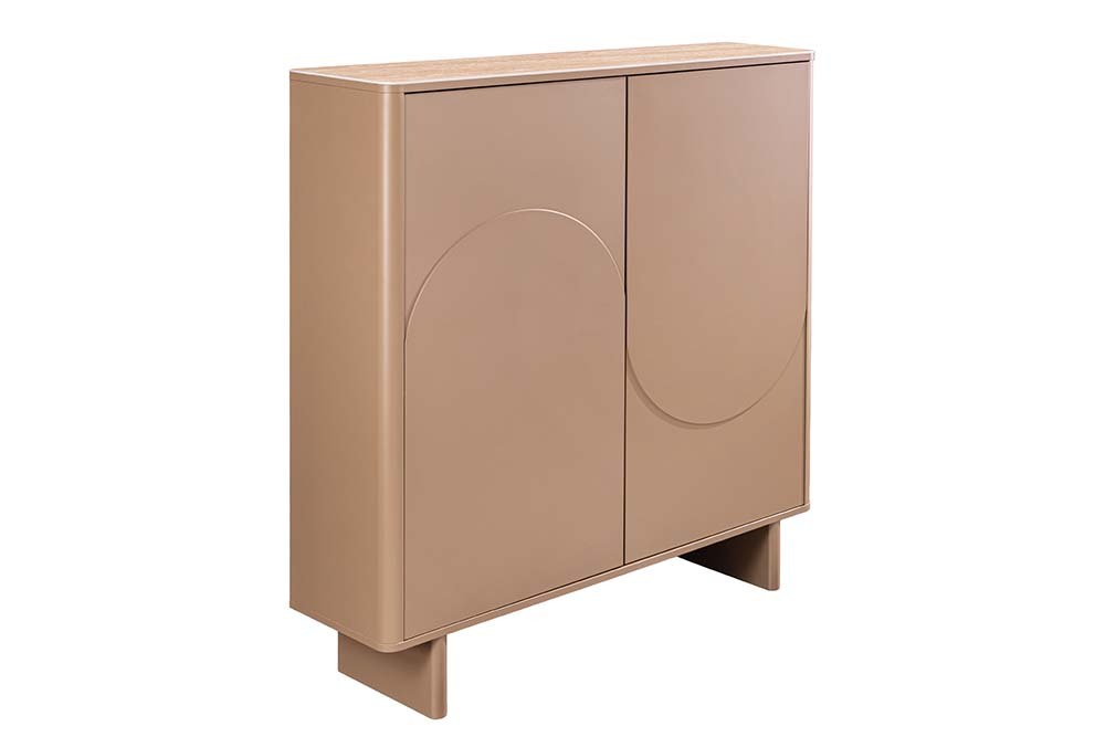 Design Highboard SAVOY 130cm grau beige greige Travertin Keramik Stauraum 3D-Front