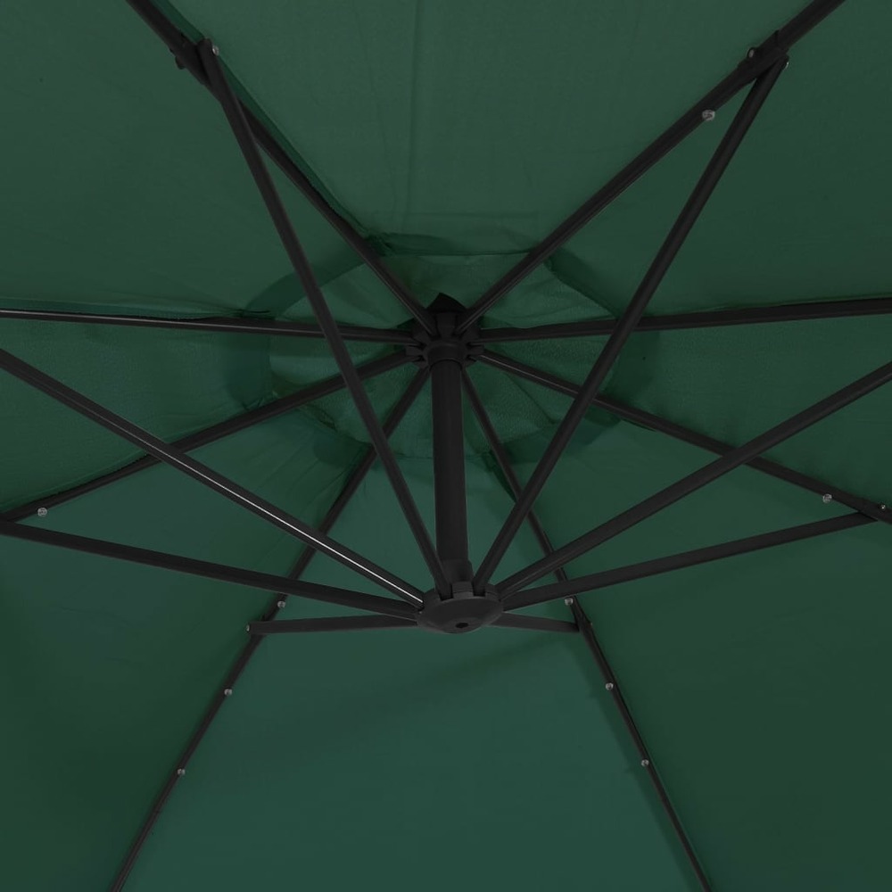 Parasol meuble de jardin en porte-à-feux et poteau métallique 350 cm vert