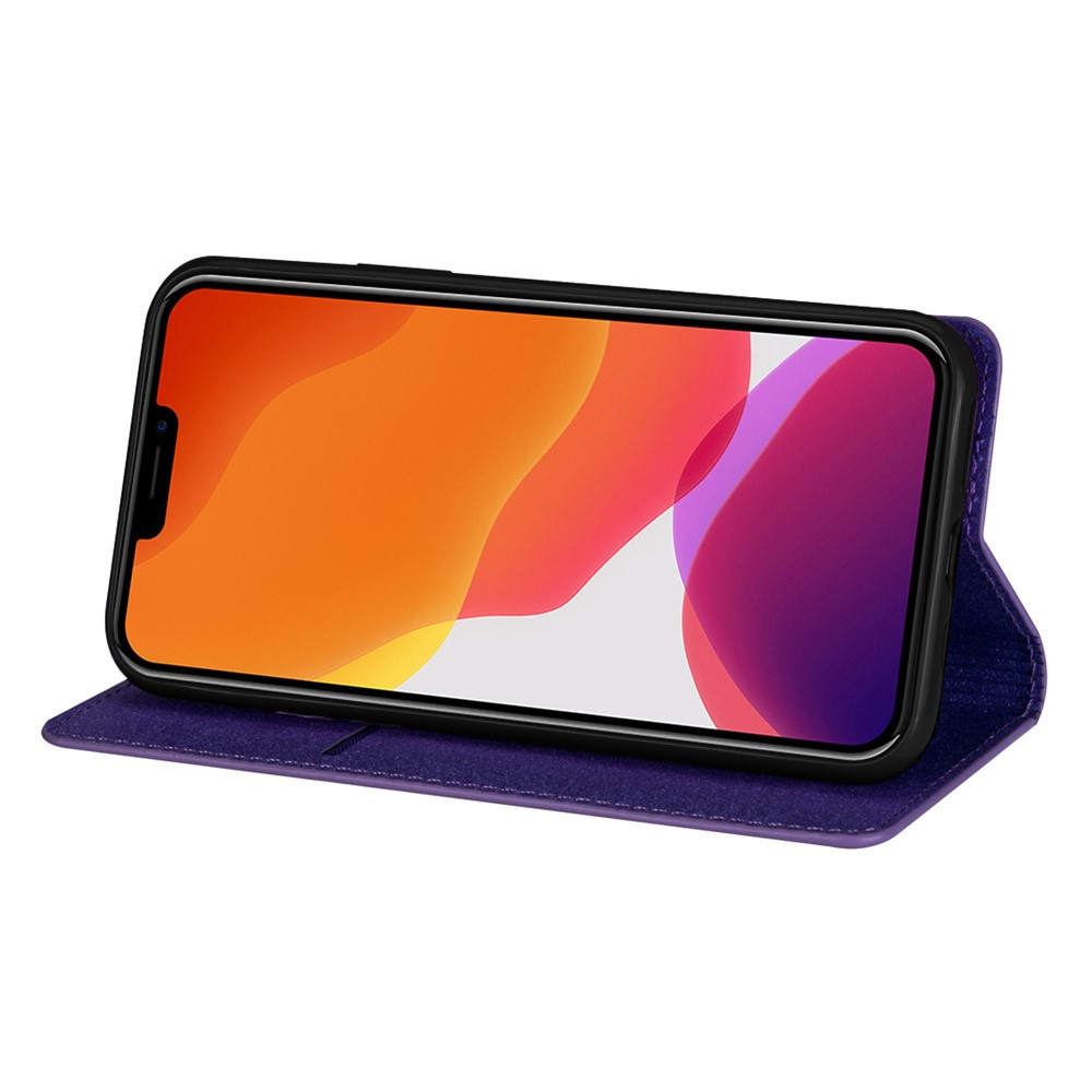 iPhone 14 Pro Max Flip Wallet Cover Leder Tasche Glitzer Optik - Lila