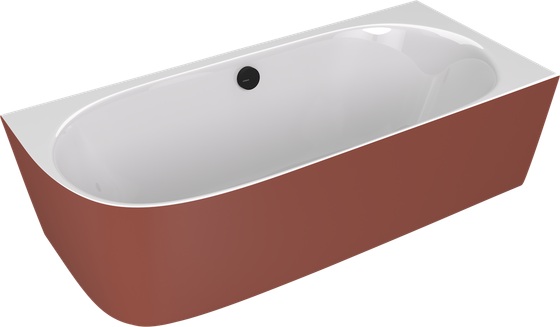 Polysan Sussi halfvrijstaand bad rechts mineraalmarmer 160x70cm terracotta