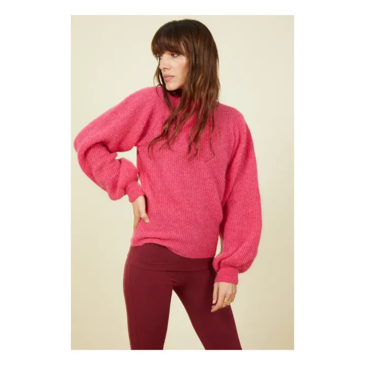 SMALLABLE BASICS Pull Femme Col Rond Alpaga | Rouge framboise