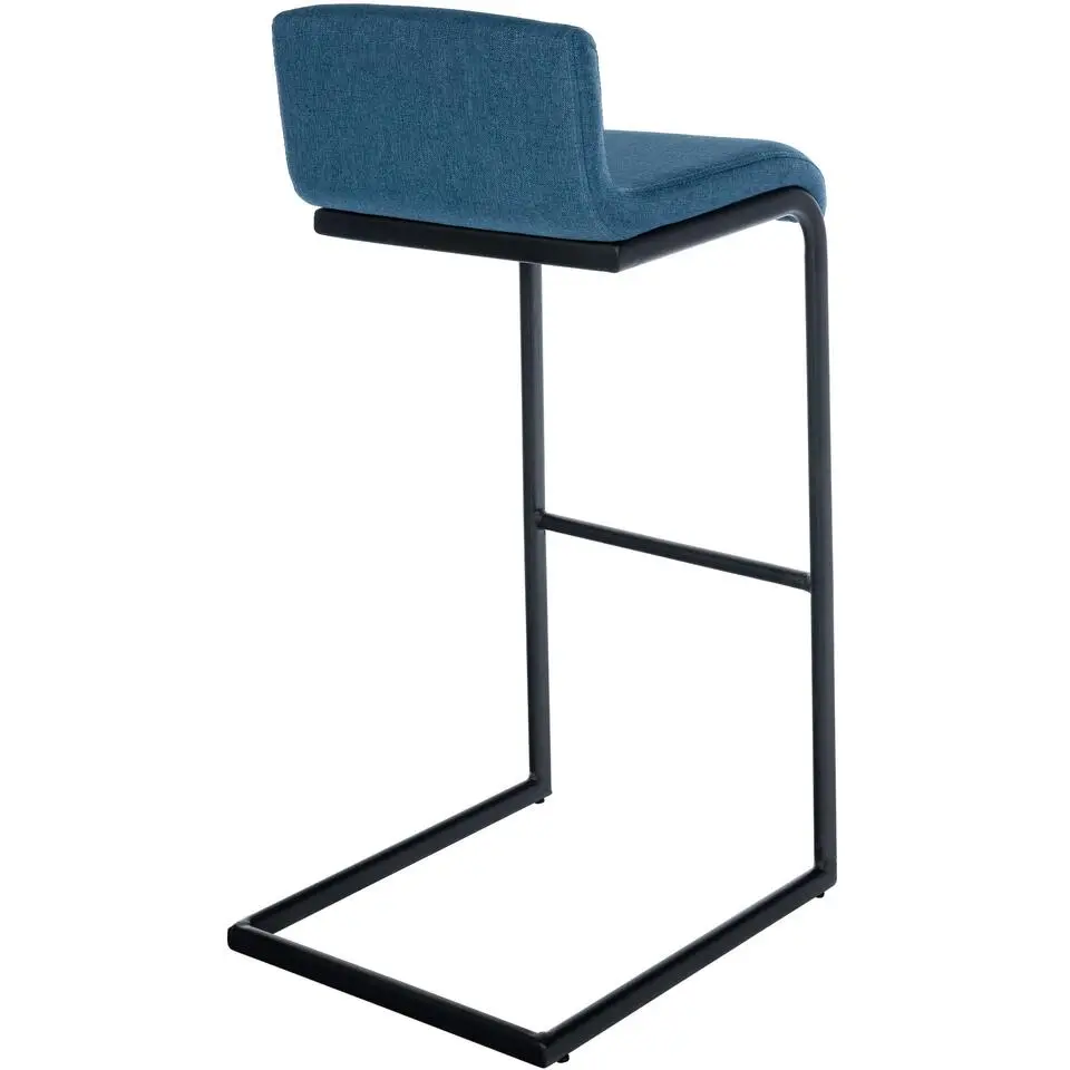 CLP Barkruk Newport zwart Frame - Stof - blauw