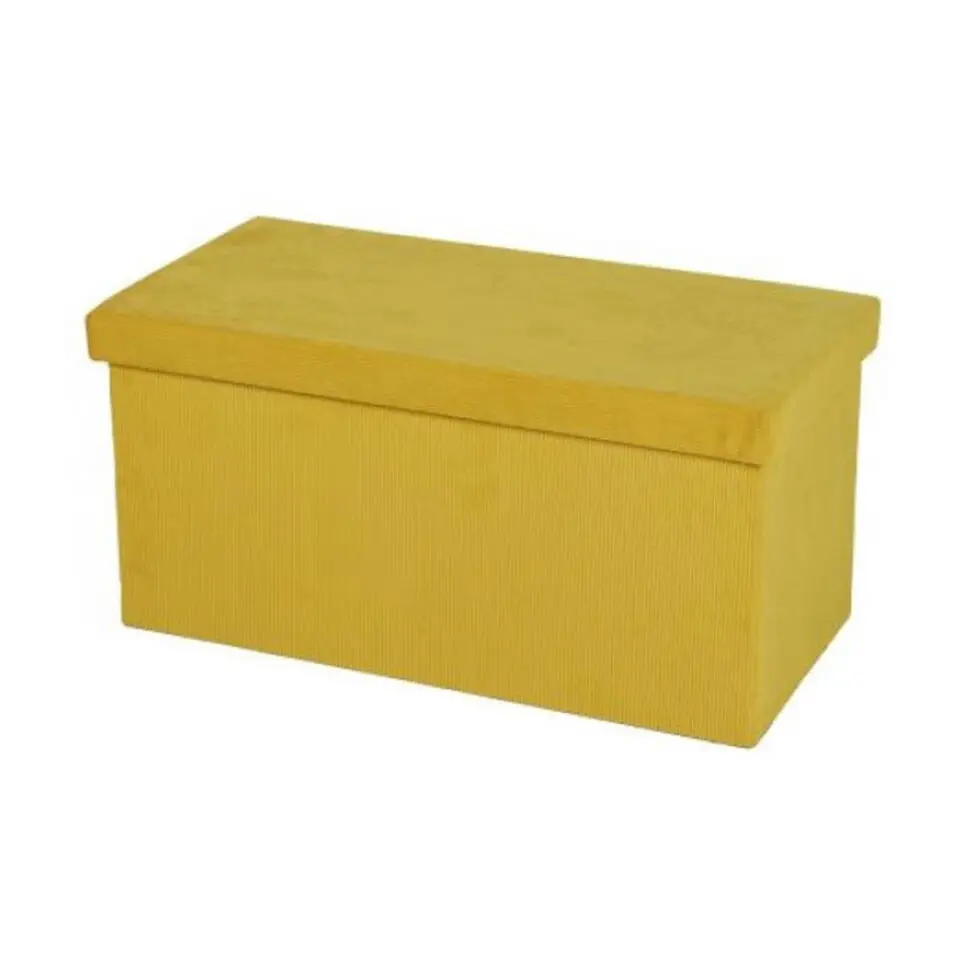 Urban Living poef/hocker/opbergbox - geel - mdf - 76 x 38 x 38 cm