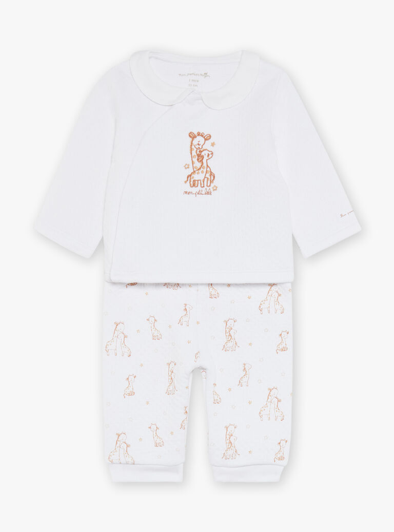 Ensemble haut et pantalon en tubique écrue