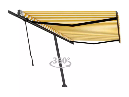 Auvent manuel rétractable sur pied 500x350 cm Jaune/Blanc