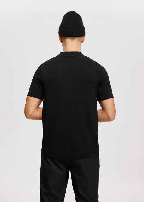 Polo met knoopsluiting zwart (ZWART)