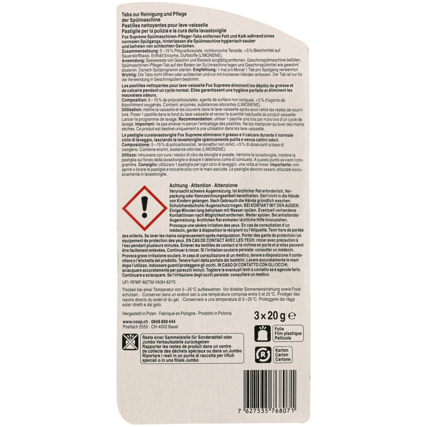 Fox Supreme Maschinenreiniger Tabs 3x20g