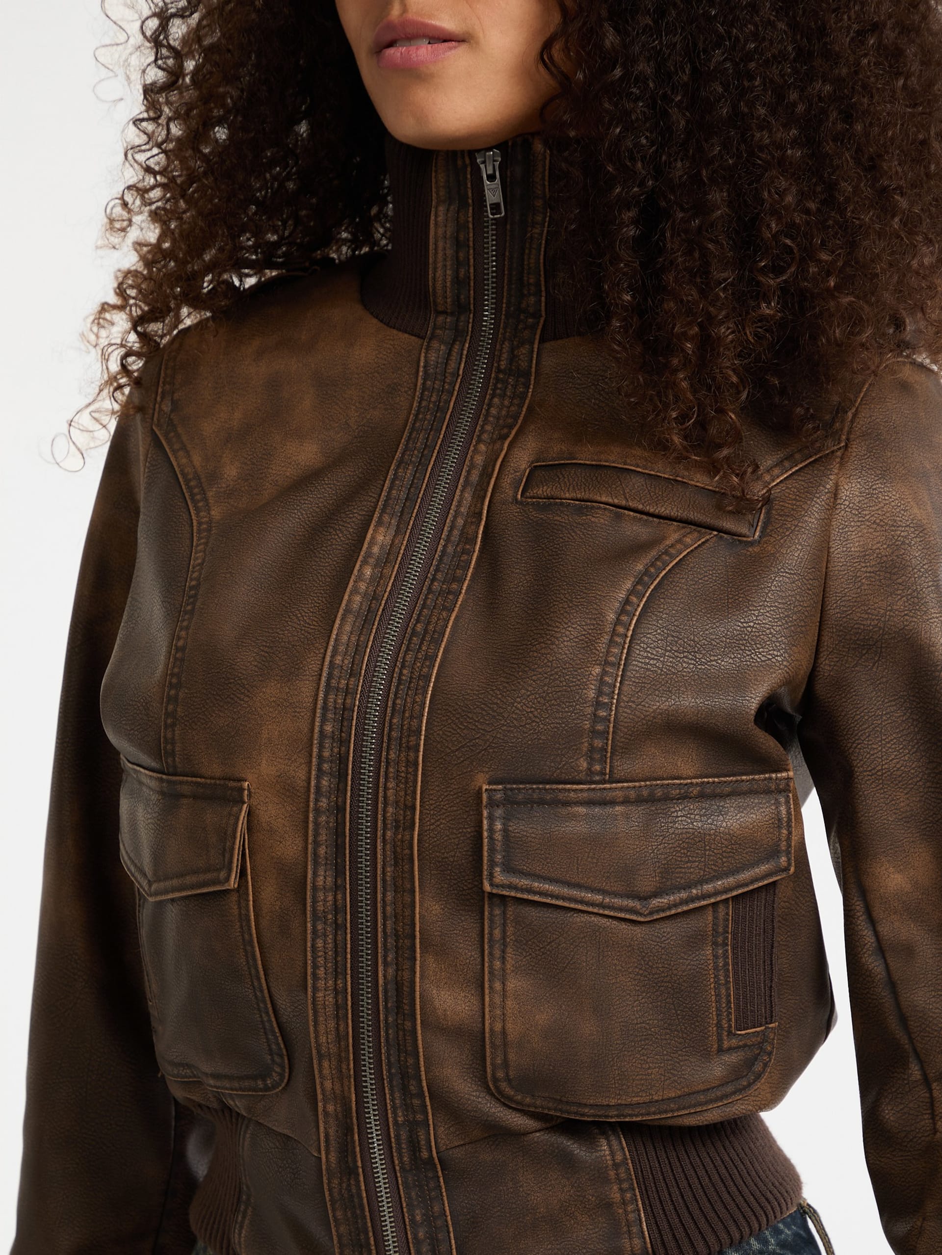 Jaqueta Aviador de Couro Sintético GUESS Originals
