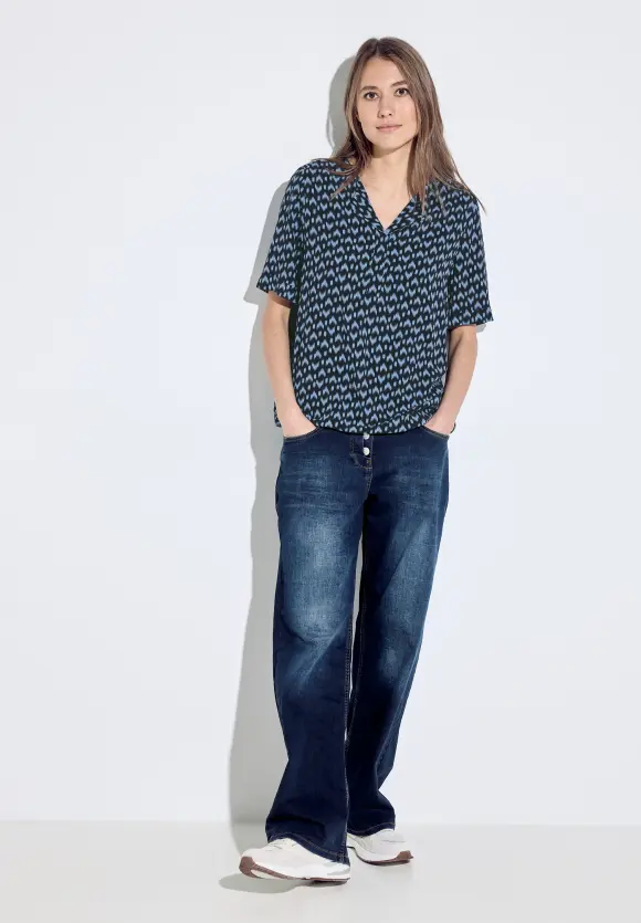 Viskose Printbluse - universal blue