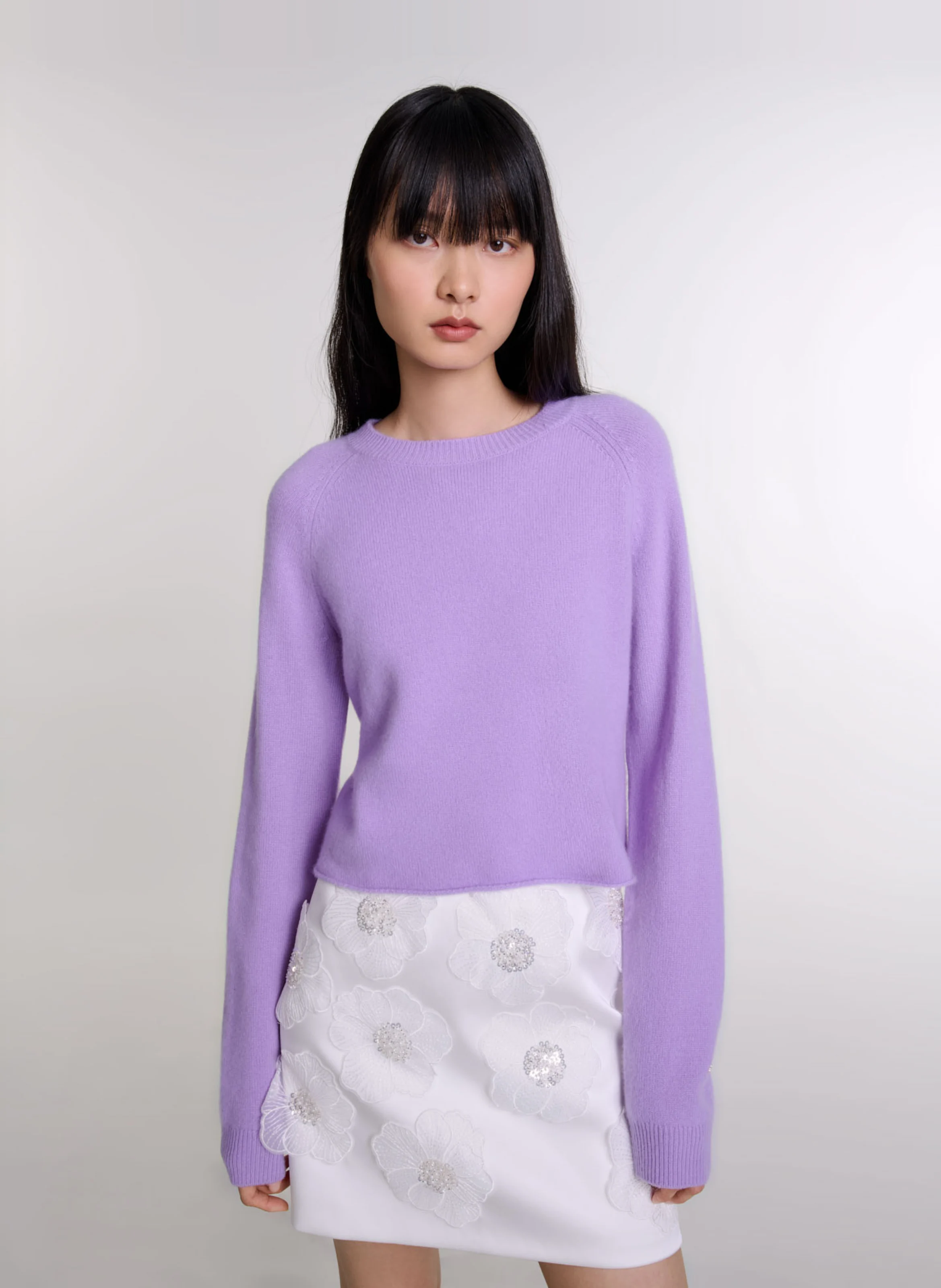 Pull court en cachemire mélangé | Violet